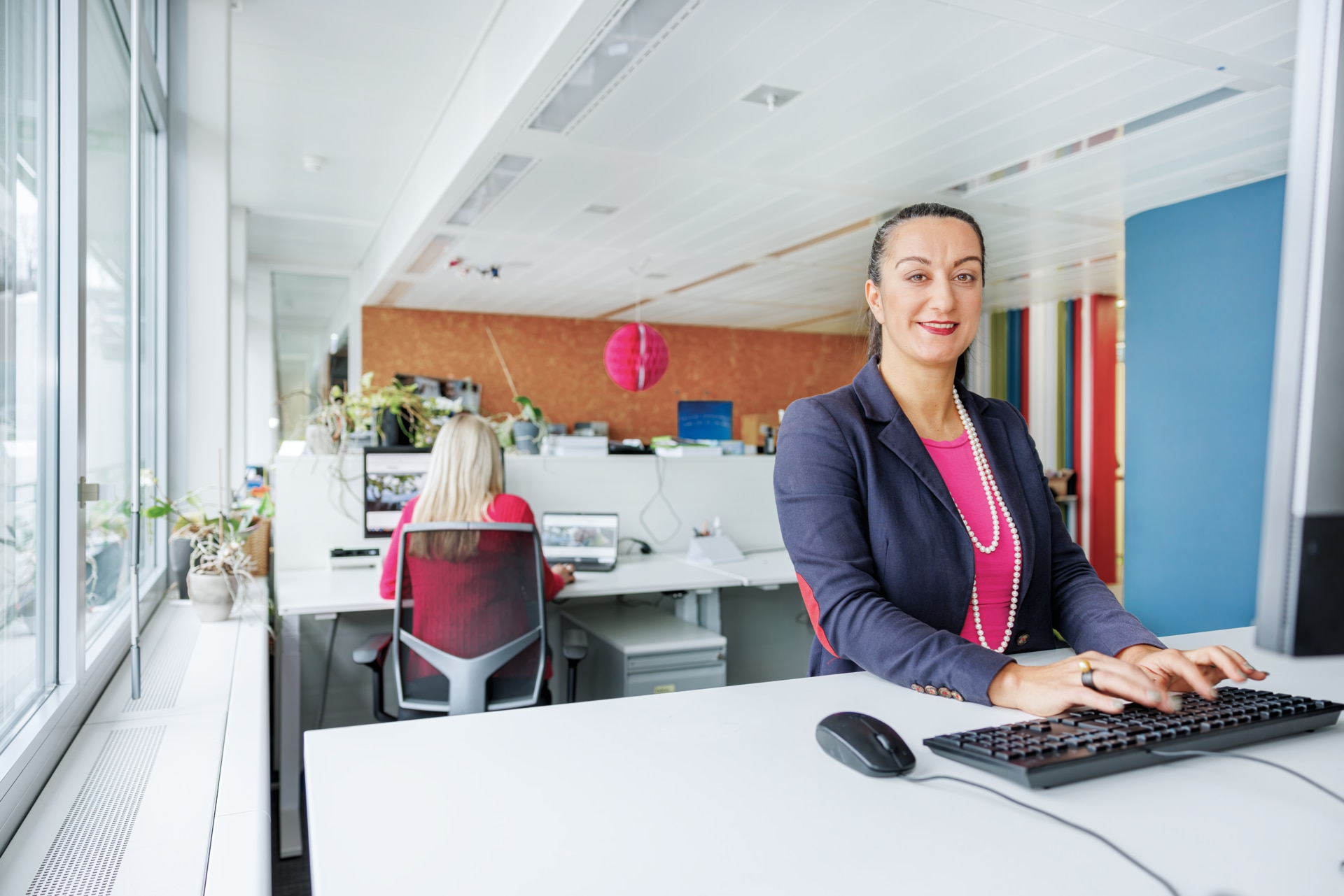 Slim Front Of Woman At Computer