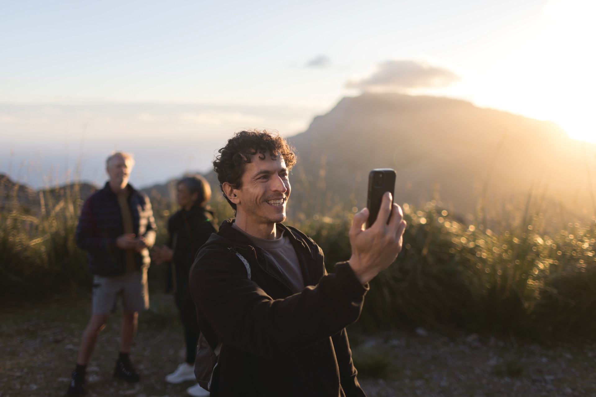 Man taking a selfie on the mountains