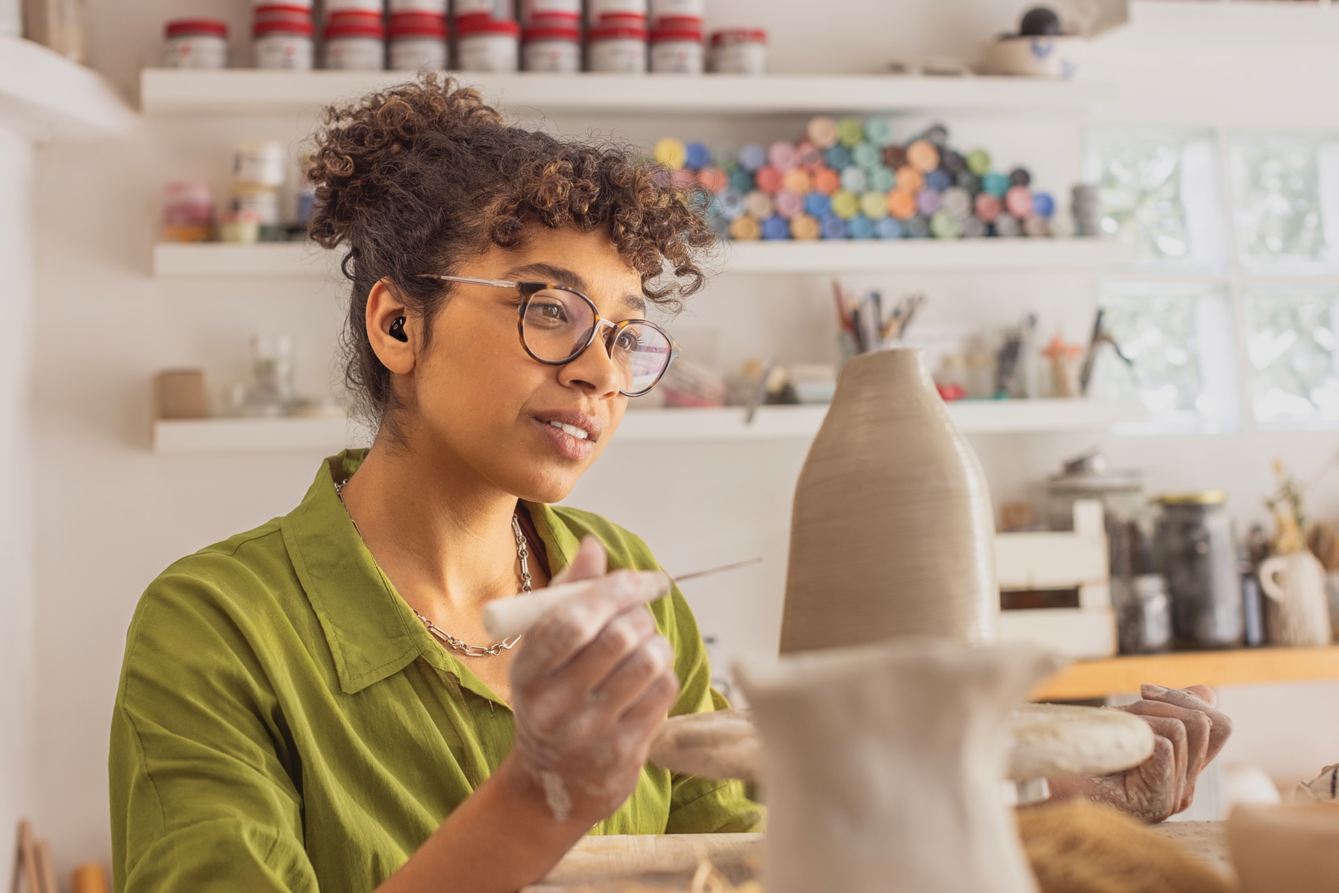 Woman doing pottery